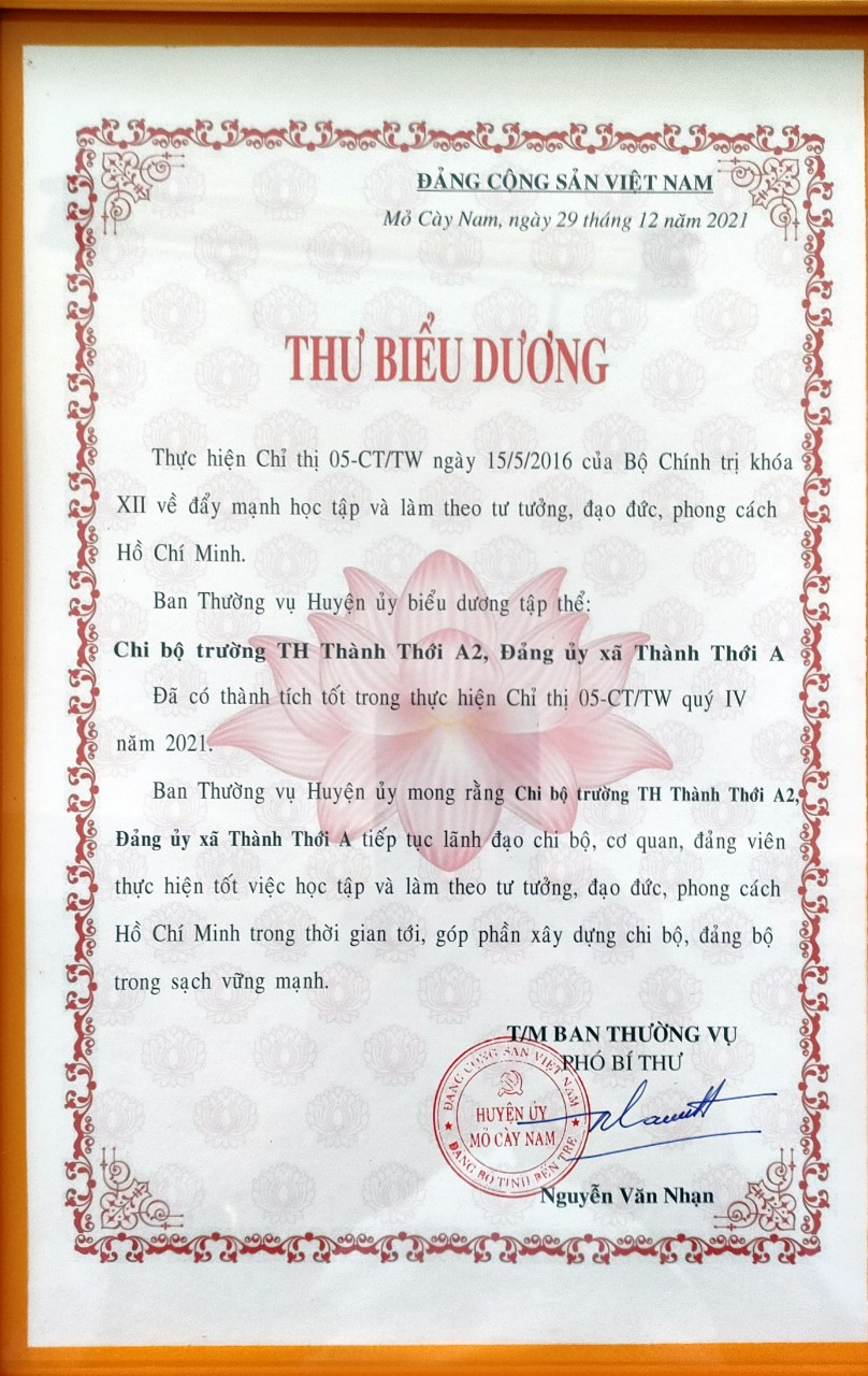 Thư biểu dương